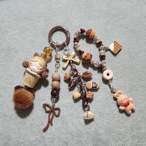 ®️Custom-made®️ Cozy Dessert Skullpanda Charm Bag Charm Keychain Brown Aesthetic